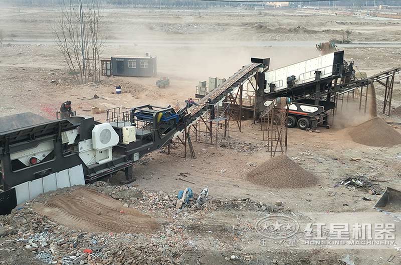 湖南時產(chǎn)200噸移動破碎站生產(chǎn) 現(xiàn)場